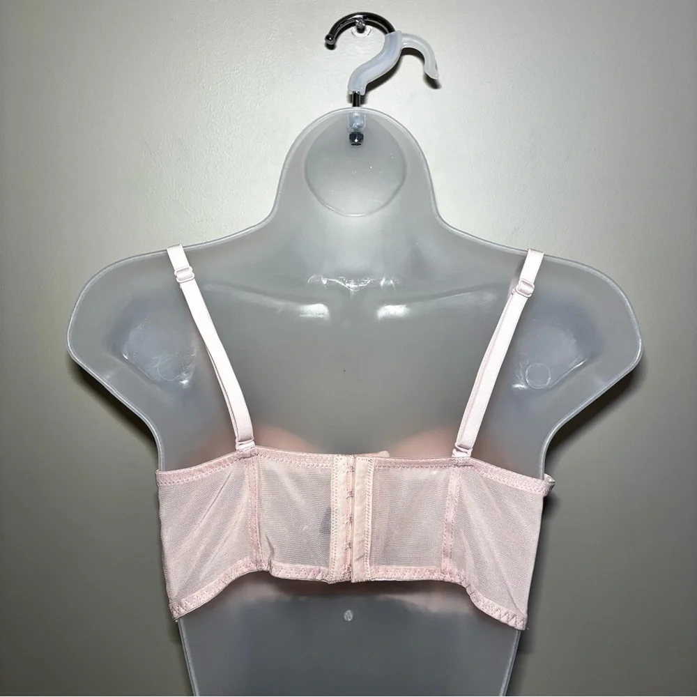 René Rofé Pink Lace Balconette Bra 36B Corset-Style Wide Band Animal Print NWOT